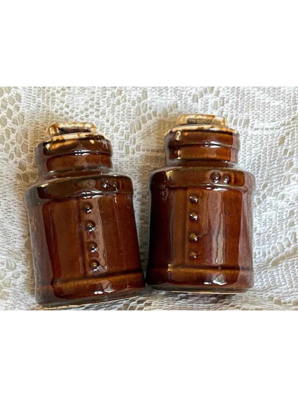 Vintage Brown Ceramic Salt and Pepper Shakers